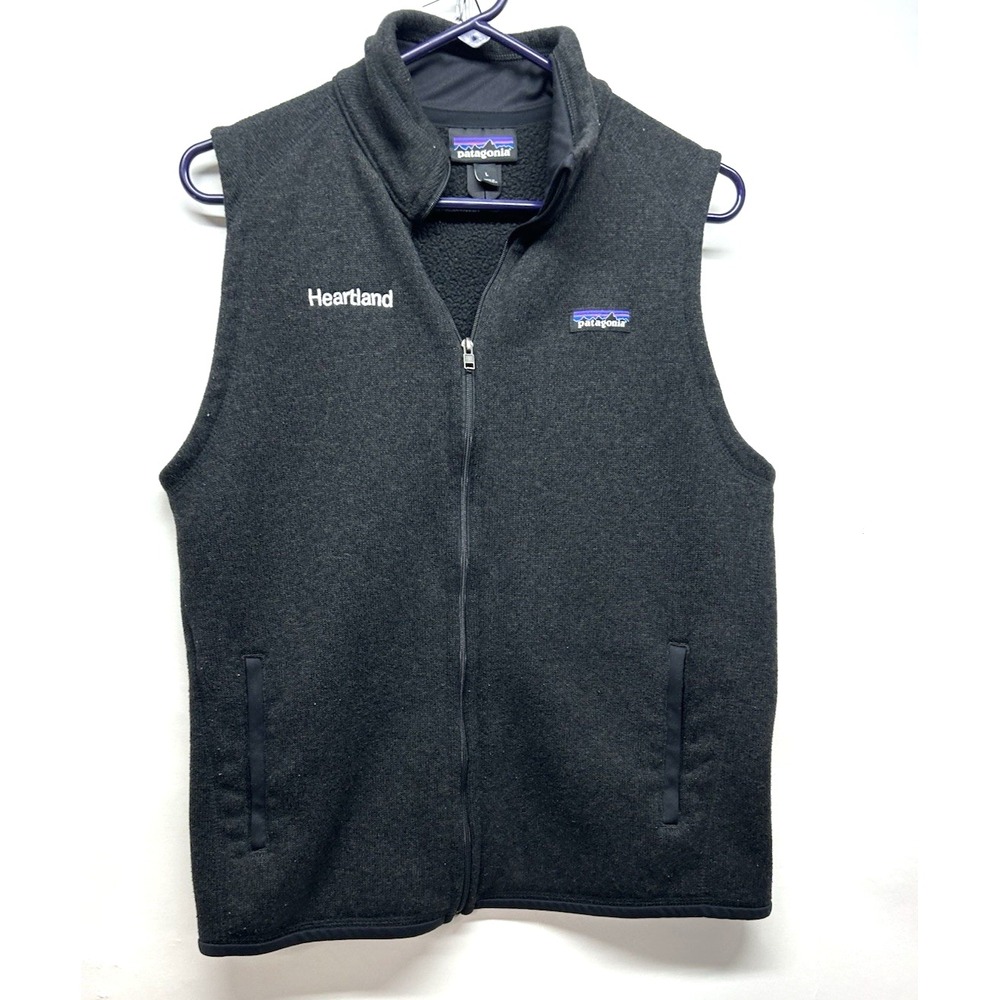 Patagonia Women's Large Black Full Zip "Heartland" Fleece Vest (E3)